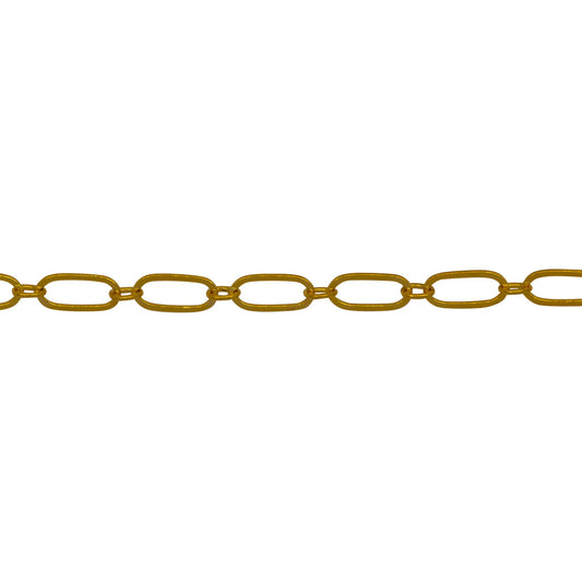 Chain by Foot. 14kt Gold Filled 1.7mm Width by 2.3mm Length Smaller Smooth Oval Link Connected to 2.4mm Width by 5.5mm Length Larger Flat Oval Link, Long and Short Chain. Price per: 1 Foot.