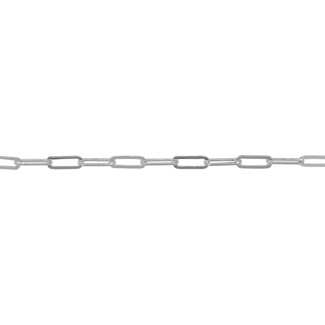 Chain by Foot. Sterling Silver 2.0mm Width by 5.4mm Length, Flat Elonagted Cable Chain. Price per: 1 Foot.