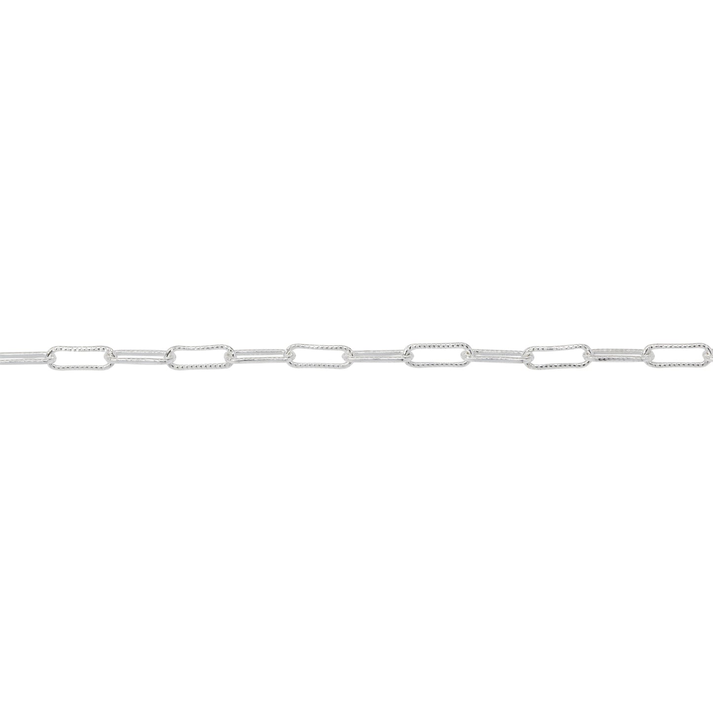 Chain by Foot. Sterling Silver 1.8mm Width by 5.4mm Length, Corrugated Elonagted Cable Chain. Price per: 1 Foot.