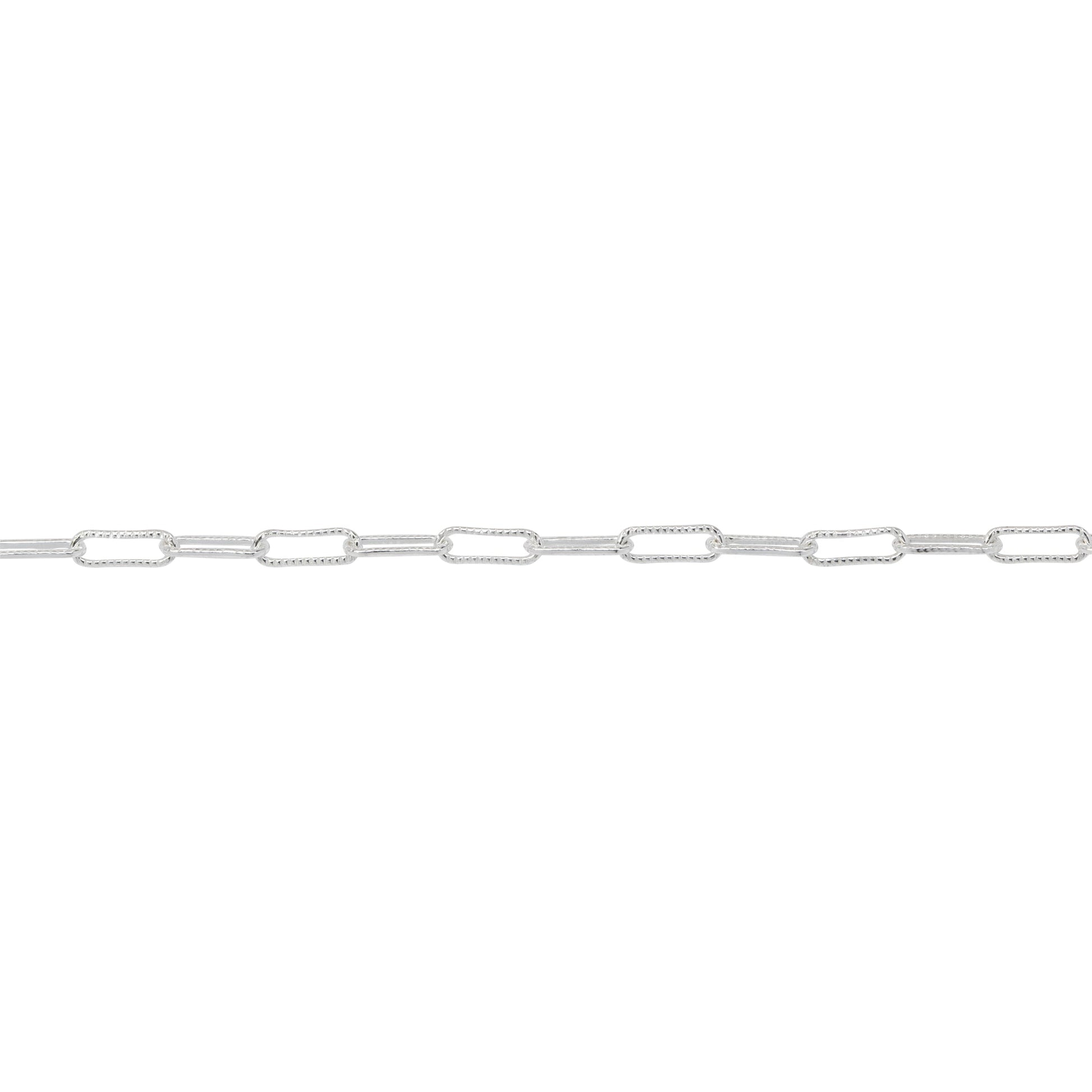 Chain by Foot. Sterling Silver 1.8mm Width by 5.4mm Length, Corrugated Elonagted Cable Chain. Price per: 1 Foot.