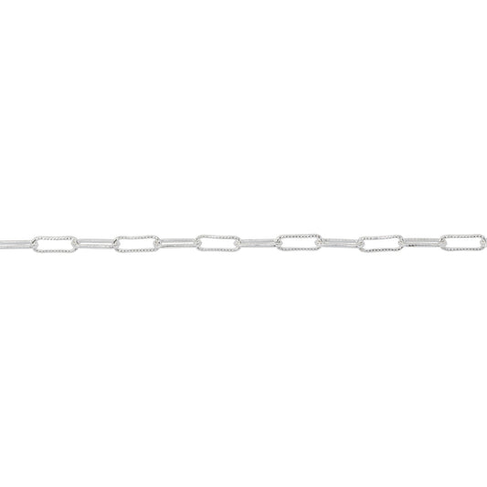 Chain by Foot. Sterling Silver 1.8mm Width by 5.4mm Length, Corrugated Elonagted Cable Chain. Price per: 1 Foot.