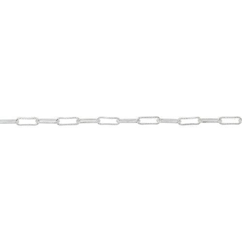 Chain by Foot. Sterling Silver 1.8mm Width by 5.4mm Length, Corrugated Elonagted Cable Chain. Price per: 1 Foot.