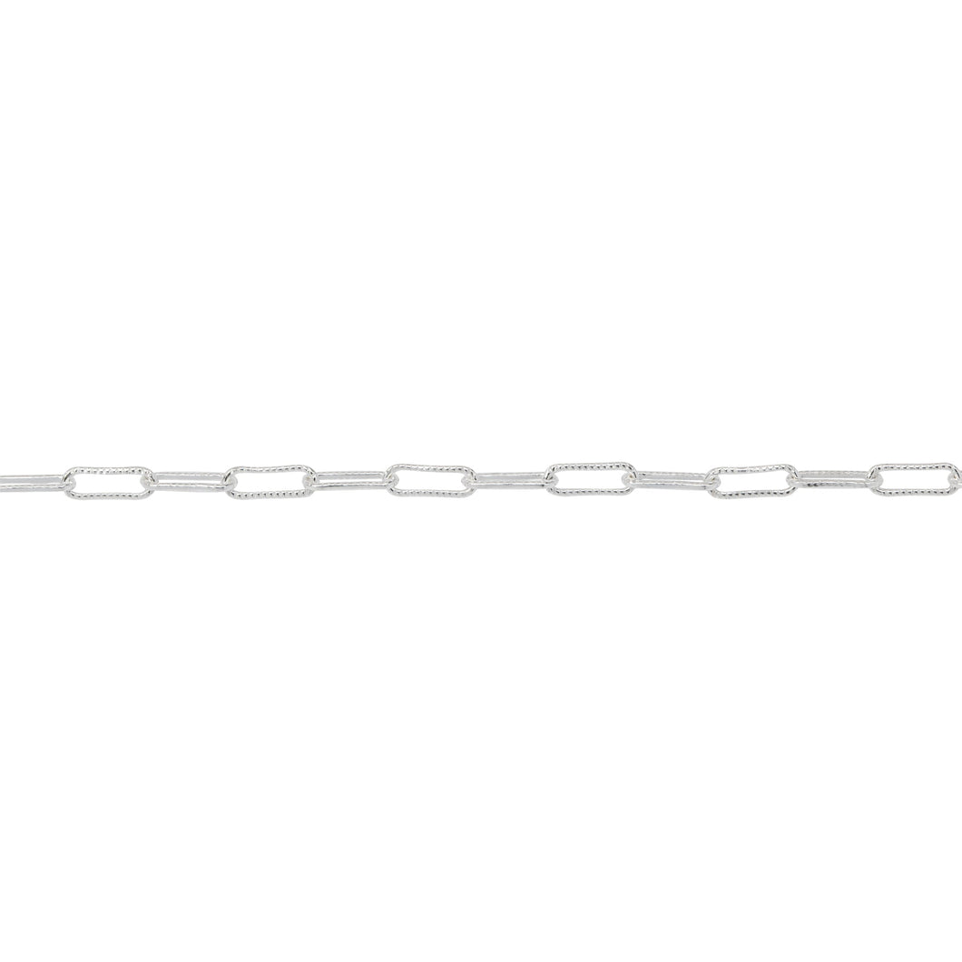 Chain by Foot. Sterling Silver 1.8mm Width by 5.4mm Length, Corrugated Elonagted Cable Chain. Price per: 1 Foot.