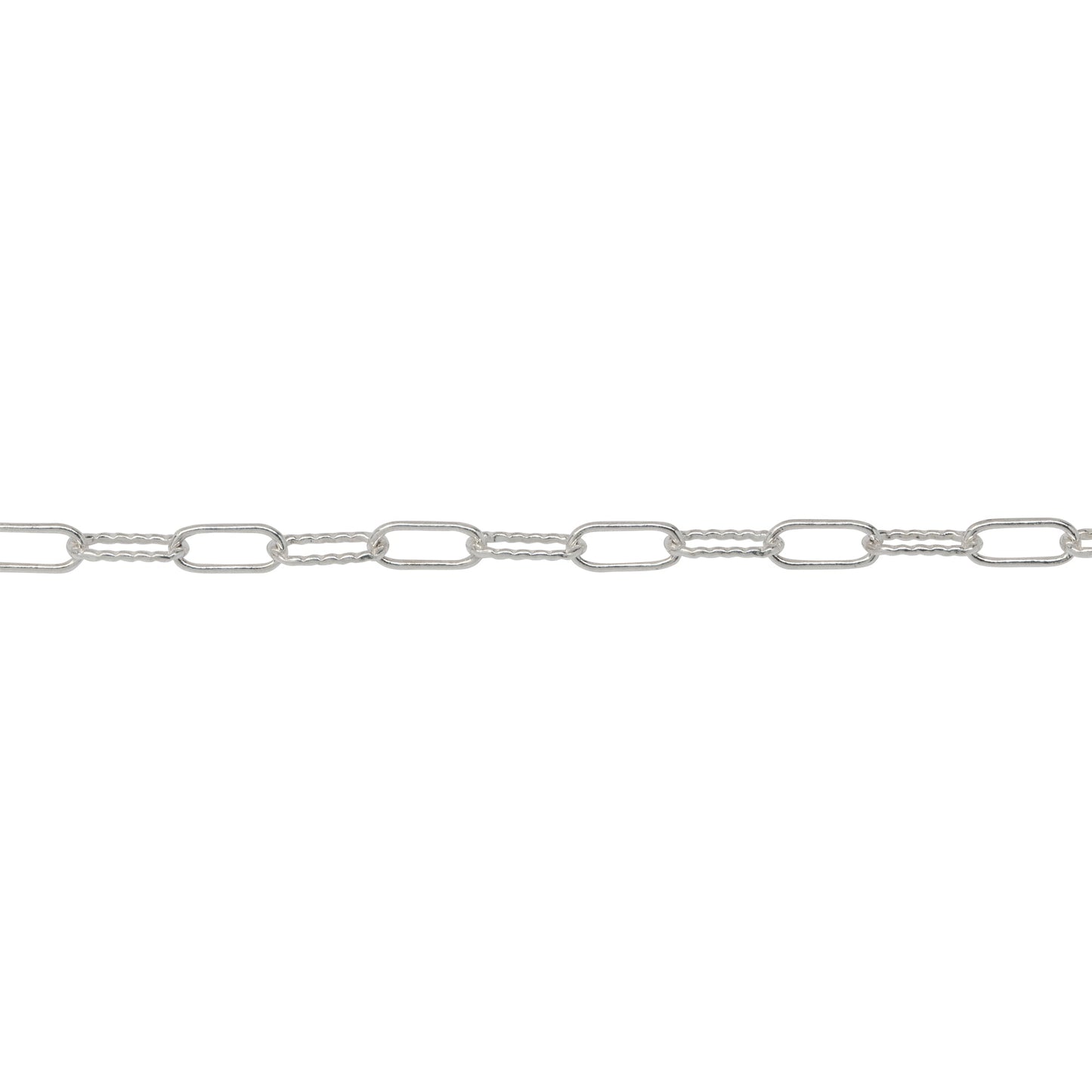 Chain by Foot. Sterling Silver 2.2mm Width by 5.3mm Length, Smooth And Corrugated Elonagted Cable Chain. Price per: 1 Foot.