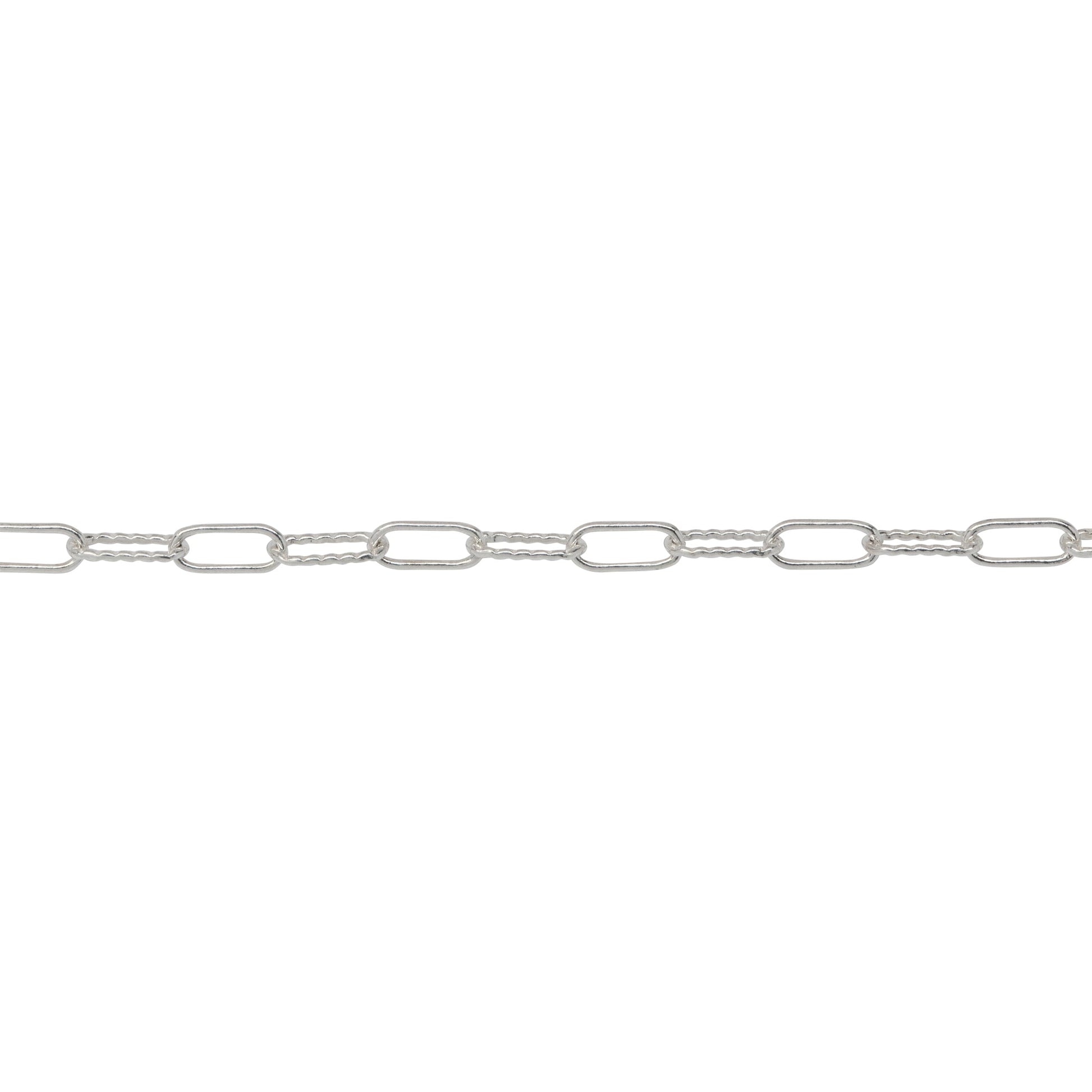 Chain by Foot. Sterling Silver 2.2mm Width by 5.3mm Length, Smooth And Corrugated Elonagted Cable Chain. Price per: 1 Foot.