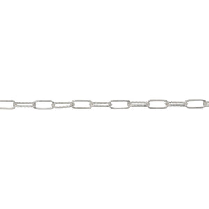 Chain by Foot. Sterling Silver 2.2mm Width by 5.3mm Length, Smooth And Corrugated Elonagted Cable Chain. Price per: 1 Foot.