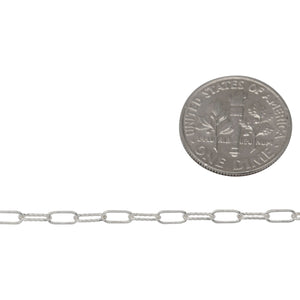 Sterling Silver 2.2mm Width by 5.3mm Length, Smooth And Corrugated Elongated Cable Chain. Price per: 1 Foot.