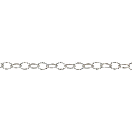 Chain by Foot. Sterling Silver 2.8mm Width by 3.9mm Length, Dapped Cable Chain. Price per: 1 Foot.