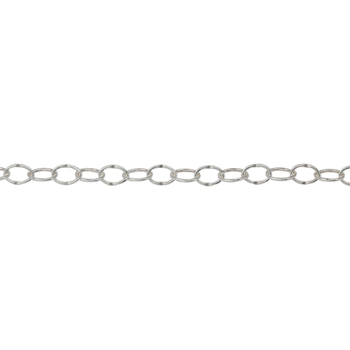 Chain by Foot. Sterling Silver 2.8mm Width by 3.9mm Length, Dapped Cable Chain. Price per: 1 Foot.