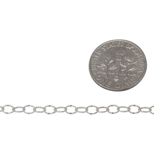 Sterling Silver 2.8mm Width by 3.9mm Length, Dapped Cable Chain. Price per: 1 Foot.