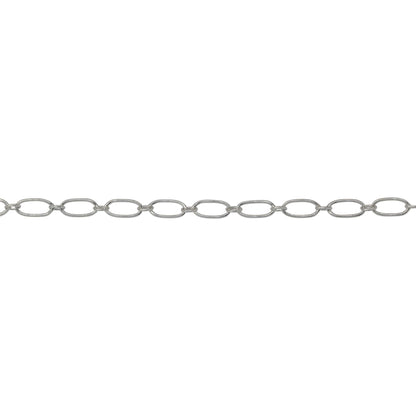 Chain by Foot. Sterling Silver 2.5mm Width by 5.2mm Length Larger Smooth Oval Link Followed by 1.8mm Width by 2.1mm Length Smaller Smooth Oval Link, Long and Short Chain. Price per: 1 Foot.