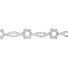Load image into Gallery viewer, Chain by Foot. Sterling Silver 5.6mm Width by 12.6mm Length Textured Marquise Link And 10.0mm Width / Length Textured Flower Shaped Link Connected By 4.2mm Width / Length Smooth Open Ring, Fancy Chain. Price per: 1 Foot.
