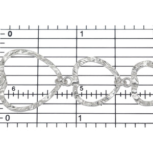 Sterling Silver 20.5mm, 16.0mm and 14.5mm Width/ Length Hammered Triple Heart Links With 3.4mm Width / Length Closed Ring On top Of Each Heart Connected to 4.1mm Width / Length Smooth Open Rings, Heart Chain. Price per: 1 Inch.