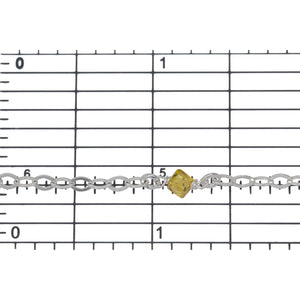 Sterling Silver Thirteen of 2.8mm Width by 3.9mm Length Flat Diamond Shaped Links Wire Wrapped to Orange and Yellow CZ Beads With 3.2mm Width / Length Smooth Open Ring, Gem Stone Chain. Price per: 1 Inch.