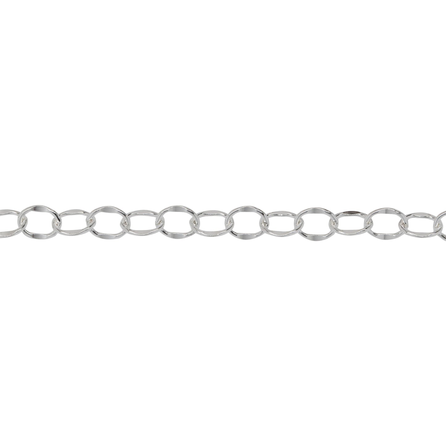 Chain by Foot. Sterling Silver 3.9mm Width by 5.0mm Length, Dapped Cable Chain. Price per: 1 Foot.