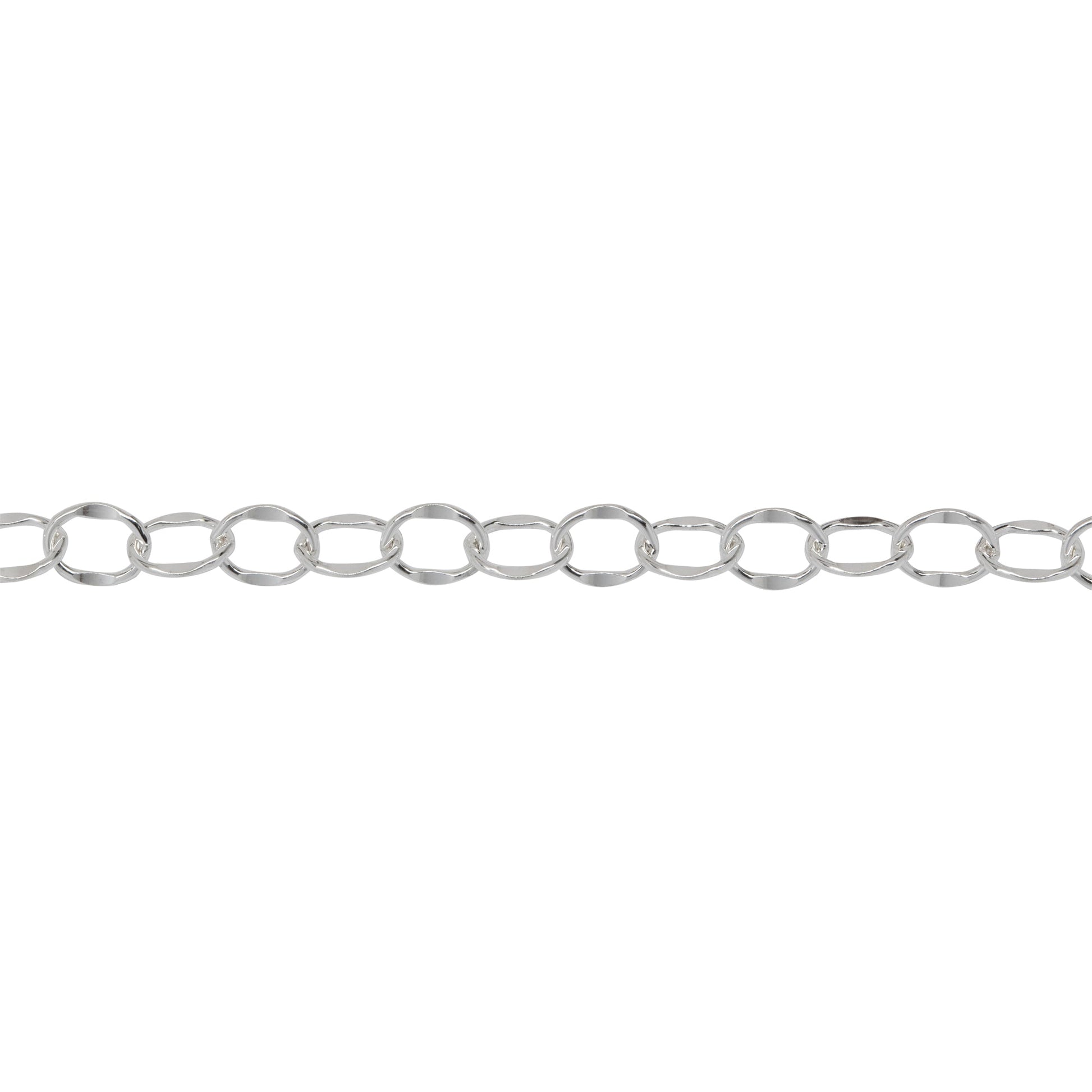 Chain by Foot. Sterling Silver 3.9mm Width by 5.0mm Length, Dapped Cable Chain. Price per: 1 Foot.