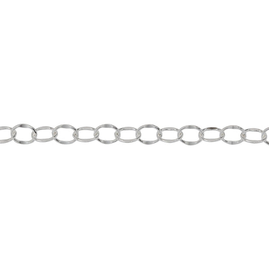 Chain by Foot. Sterling Silver 3.9mm Width by 5.0mm Length, Dapped Cable Chain. Price per: 1 Foot.