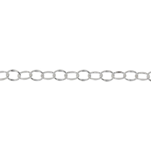 Chain by Foot. Sterling Silver 3.9mm Width by 5.0mm Length, Dapped Cable Chain. Price per: 1 Foot.