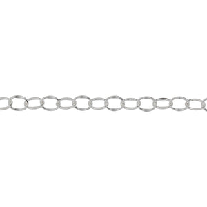 Chain by Foot. Sterling Silver 3.9mm Width by 5.0mm Length, Dapped Cable Chain. Price per: 1 Foot.