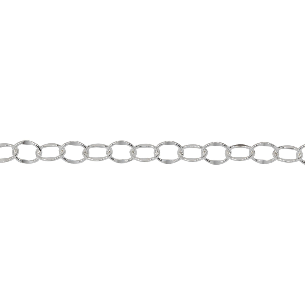 Chain by Foot. Sterling Silver 3.9mm Width by 5.0mm Length, Dapped Cable Chain. Price per: 1 Foot.