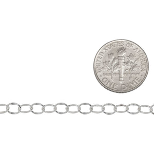 Sterling Silver 3.9mm Width by 5.0mm Length, Dapped Cable Chain. Price per: 1 Foot.