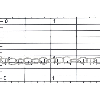 Sterling Silver 3.9mm Width by 5.0mm Length, Dapped Cable Chain. Price per: 1 Foot.