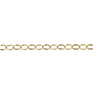 14kt Gold Filled 3.9mm Width by 5.0mm Length, Dapped Cable Chain. Price per: 1 Foot.