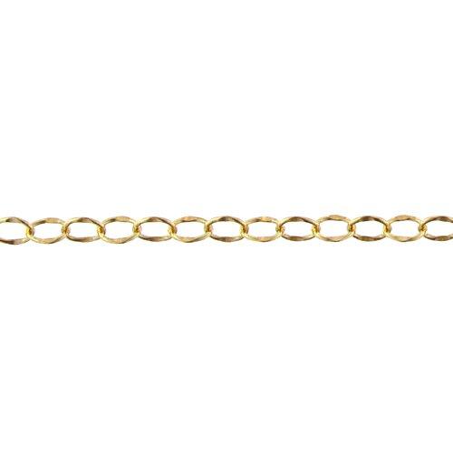 14kt Gold Filled 3.9mm Width by 5.0mm Length, Dapped Cable Chain. Price per: 1 Foot.