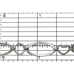 Sterling Silver 10.0mm Width by 20.0mm Length Flat Elongated Oval Link Followed By 7.0mm Width by 8.3mm Length Textured Heart Link And 8.1mm Width / Length Textured Diamond Link, Connected By Rolo Link, Fancy Chain. Price per: 1 Foot.