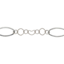 Load image into Gallery viewer, Chain by Foot. Sterling Silver 10.4mm Width by 20.4mm Length Flat Elongated Oval, Two of 8.1mm Width/Length Textured Diamond Shaped, 6.8mm Width by 9.7mm Length Textured Heart Link, Connected by Diamond Shaped Link, Fancy Chain. Price per: 1 Foot.
