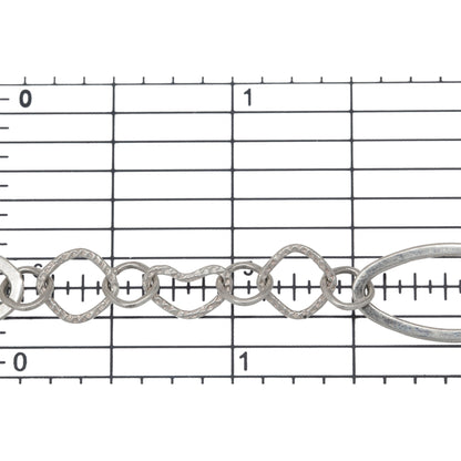 Sterling Silver 10.4mm Width by 20.4mm Length Flat Elongated Oval, Two of 8.1mm Width/Length Textured Diamond Shaped, 6.8mm Width by 9.7mm Length Textured Heart Link, Connected by Diamond Shaped Link, Fancy Chain. Price per: 1 Foot.