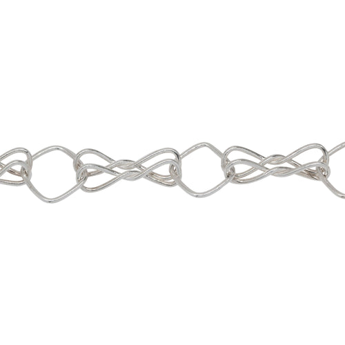 Chain by Foot. Sterling Silver Double 4.5mm Width by 16.0mm Length Smooth Figure 8 Links Followed By 10.0mm Width / Length Smooth Diamond Link, Figure 8 Chain. Price per: 1 Foot.