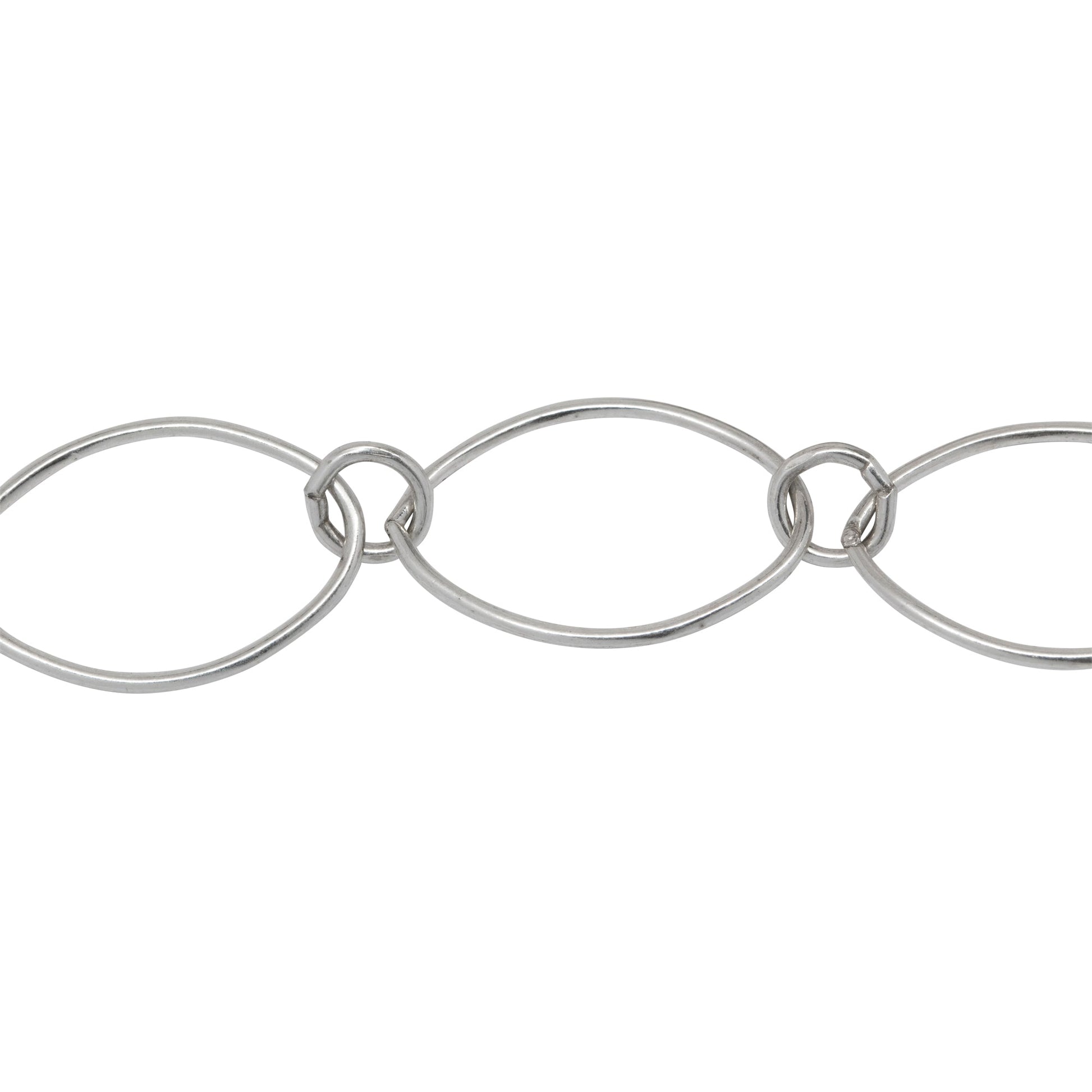 Chain by Foot. Sterling Silver 5.5mm Width / Length Circle Link Connected to 12.91mm Width by 19.89mm Length Smooth Oval Link, Long and Short Chain. Price per: 1 Foot.