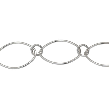 Chain by Foot. Sterling Silver 5.5mm Width / Length Circle Link Connected to 12.91mm Width by 19.89mm Length Smooth Oval Link, Long and Short Chain. Price per: 1 Foot.