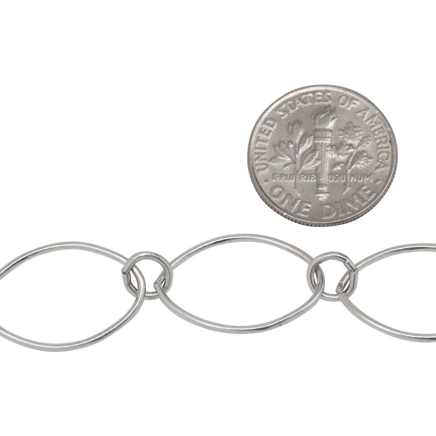 Sterling Silver 5.5mm Width / Length Circle Link Connected to 12.91mm Width by 19.89mm Length Smooth Oval Link, Long and Short Chain. Price per: 1 Foot.