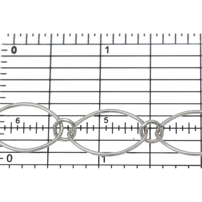 Sterling Silver 5.5mm Width / Length Circle Link Connected to 12.91mm Width by 19.89mm Length Smooth Oval Link, Long and Short Chain. Price per: 1 Foot.