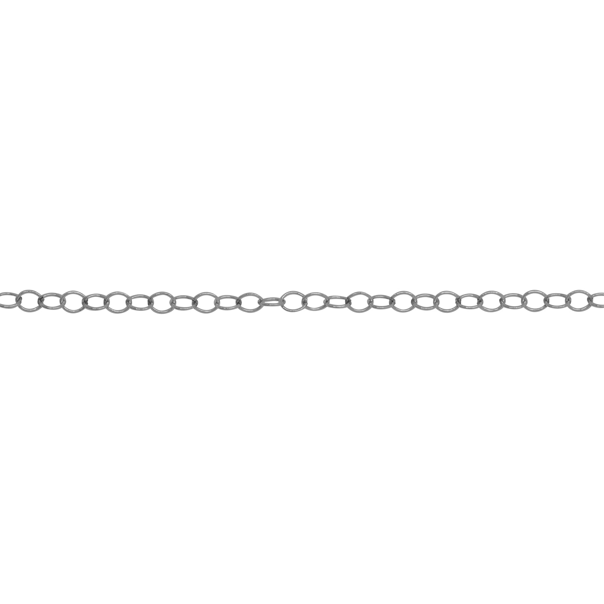 Chain by Foot. Sterling Silver 1.4mm Width by 1.9mm Length, Smooth Cable Chain. Price per: 1 Foot.