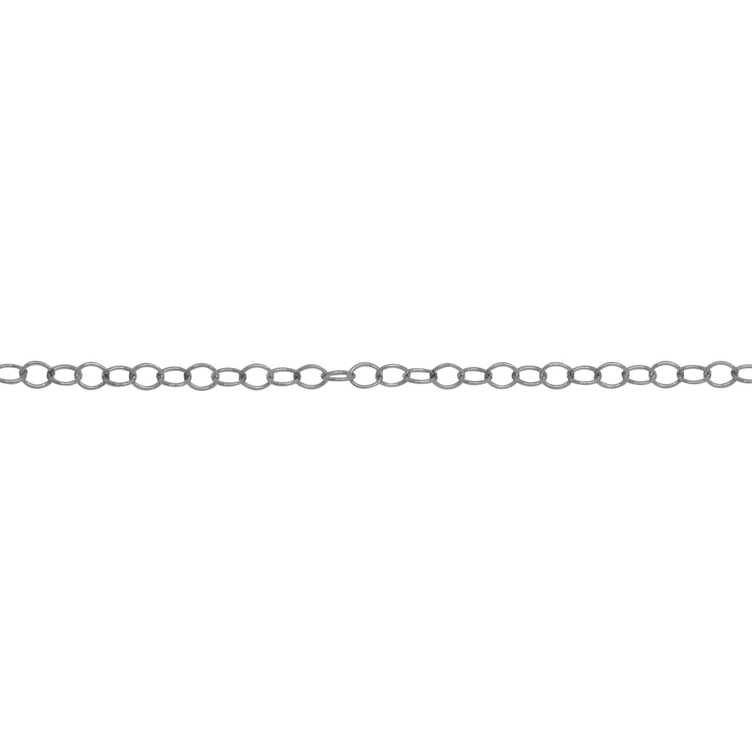 Chain by Foot. Sterling Silver 1.4mm Width by 1.9mm Length, Smooth Cable Chain. Price per: 1 Foot.