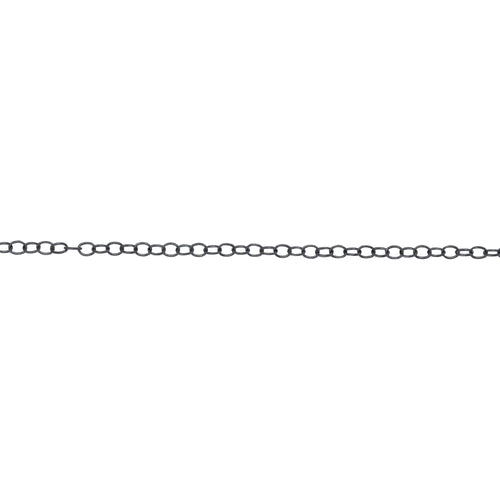 Chain by Foot. Sterling Silver Black Diamond Finish 1.4mm Width by 1.9mm Length, Smooth Cable Chain. Price per: 1 Foot.