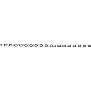 Chain by Foot. Sterling Silver Black Diamond Finish 1.4mm Width by 1.9mm Length, Smooth Cable Chain. Price per: 1 Foot.