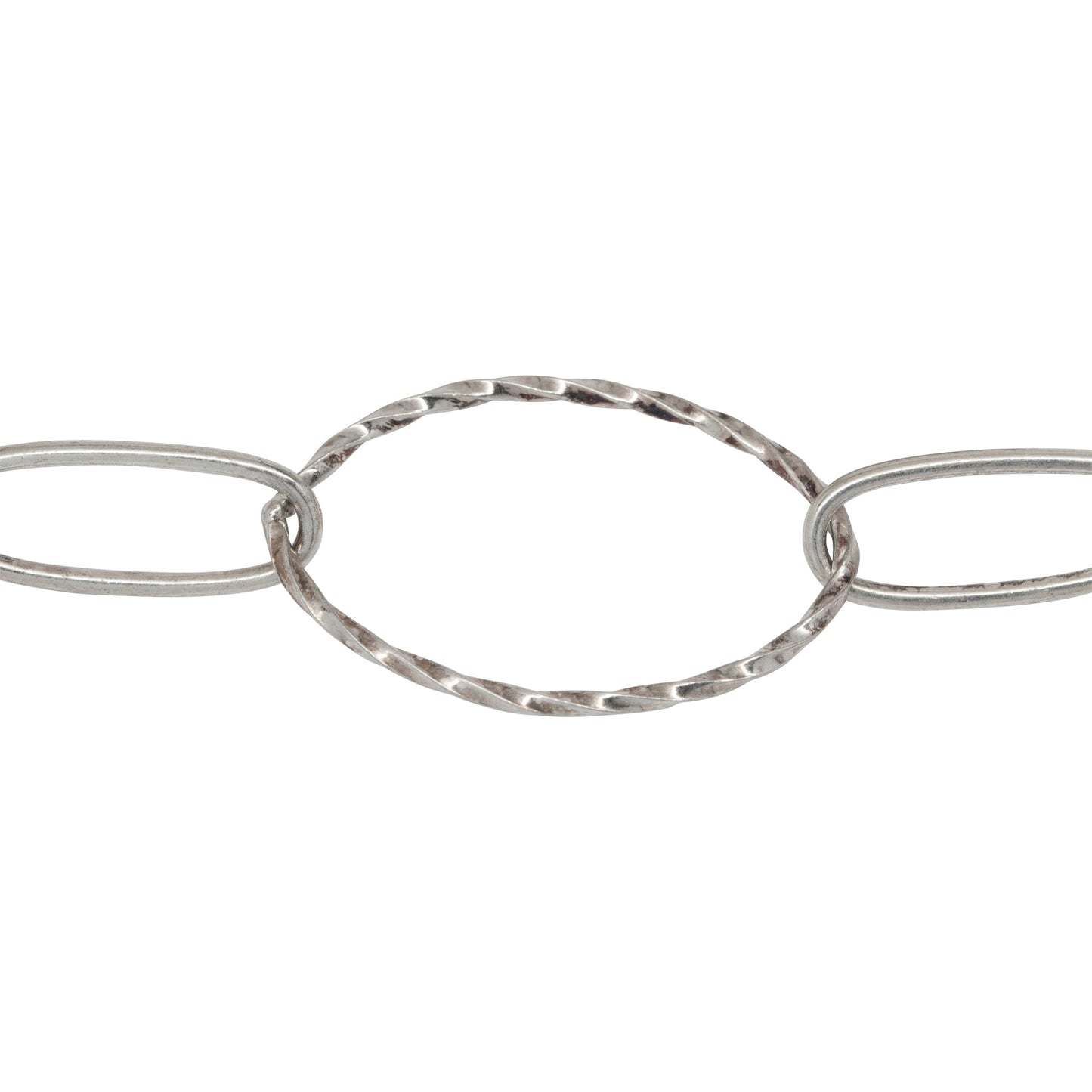 Chain by Foot. Sterling Silver 17.5mm Width by 27.0mm Length Twisted Oval Link Followed by 7.3mm Width by 17.5mm Length Smooth Elongated Oval Link, Long and Short Chain. Price per: 1 Foot.