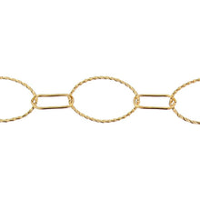 Load image into Gallery viewer, 14kt Gold Filled 17.5mm Width by 27.0mm Length Twisted Oval Link Followed by 7.3mm Width by 17.5mm Length Smooth Elongated Oval Link, Long and Short Chain. Price per: 1 Foot.
