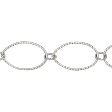Load image into Gallery viewer, Chain by Foot. Sterling Silver 12.9mm Width by 20.9mm Length Corrugated Oval Link Followed by 5.5mm Width / Length Smooth Close Ring, Long and Short Chain. Price per: 1 Foot.
