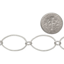 Load image into Gallery viewer, Sterling Silver 12.9mm Width by 20.9mm Length Corrugated Oval Link Followed by 5.5mm Width / Length Smooth Close Ring, Long and Short Chain. Price per: 1 Foot.
