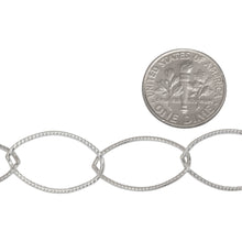 Load image into Gallery viewer, Sterling Silver 13.0mm Width by 21.0mm Length, Corrugated Oval Cable Chain. Price per: 1 Foot.
