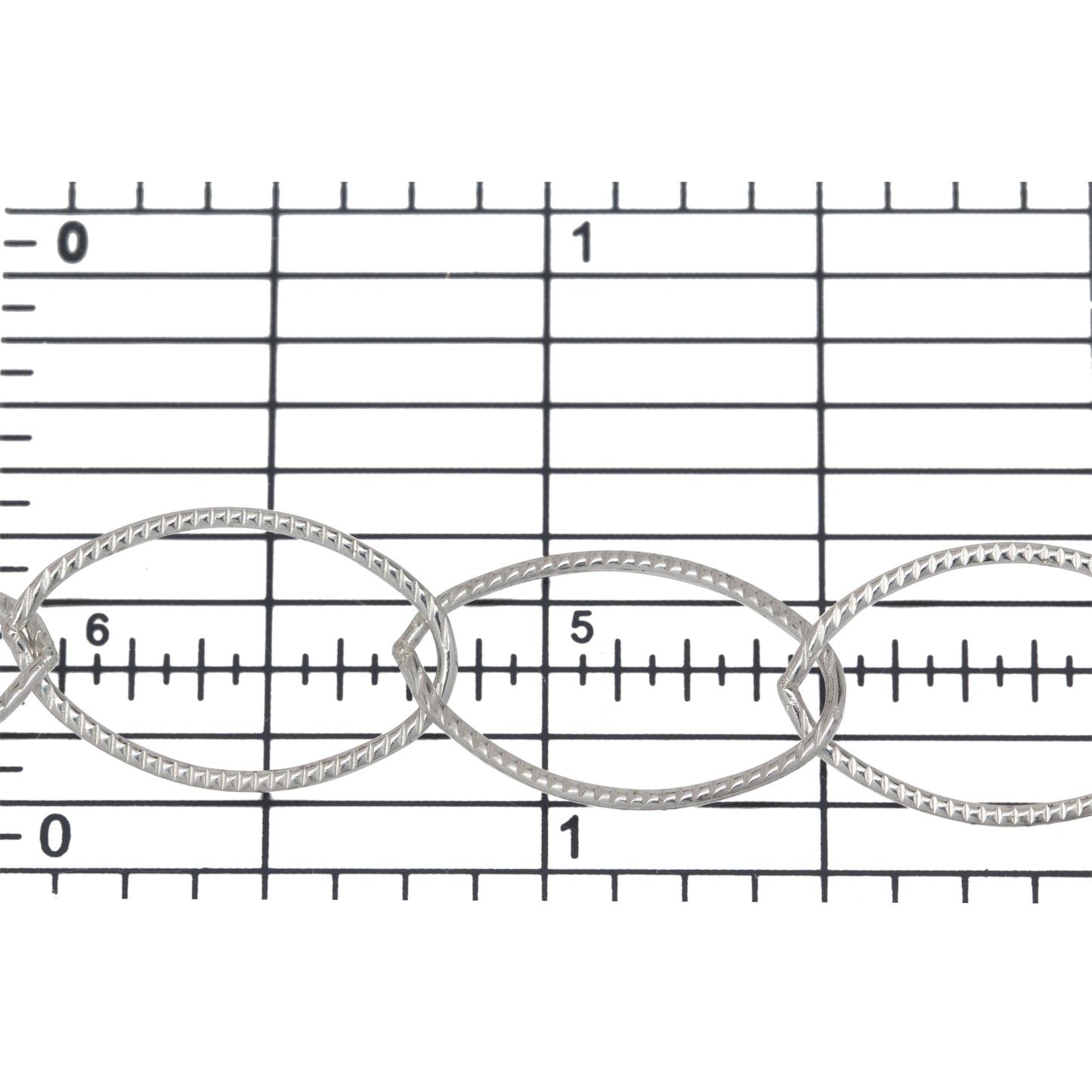 Sterling Silver 13.0mm Width by 21.0mm Length, Corrugated Oval Cable Chain. Price per: 1 Foot.
