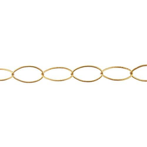 14kt Gold Filled 13.0mm Width by 21.0mm Length, Corrugated Oval Cable Chain. Price per: 1 Foot.