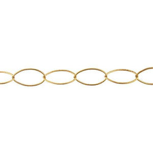 14kt Gold Filled 13.0mm Width by 21.0mm Length, Corrugated Oval Cable Chain. Price per: 1 Foot.