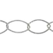 Load image into Gallery viewer, Chain by Foot. Sterling Silver 13.0mm Width by 21.0mm Length, Hammered Flat Oval Cable Chain. Price per: 1 Foot.
