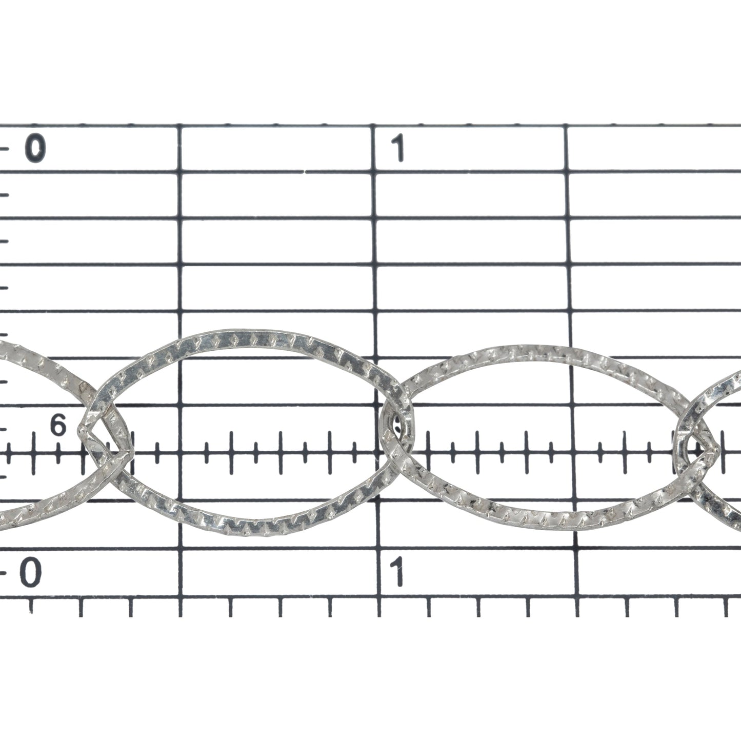 Sterling Silver 13.0mm Width by 21.0mm Length, Hammered Flat Oval Cable Chain. Price per: 1 Foot.